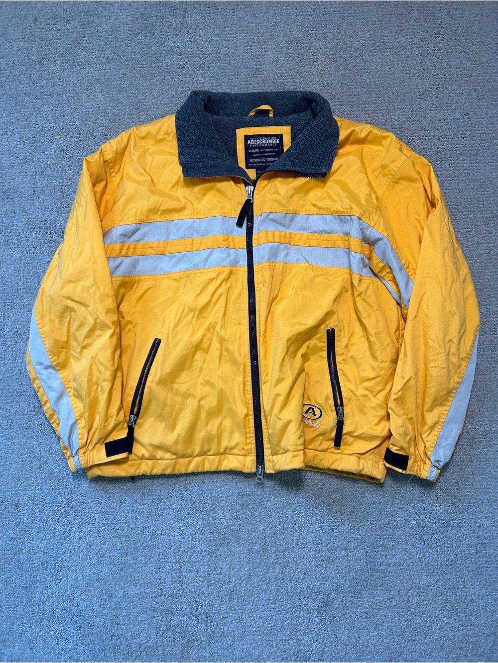 Vintage Abercrombie Fitch Performance A Jacket Yellow Men Large Lined Zip up 90s